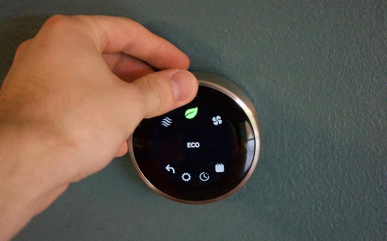 Smart thermostat in eco mode.